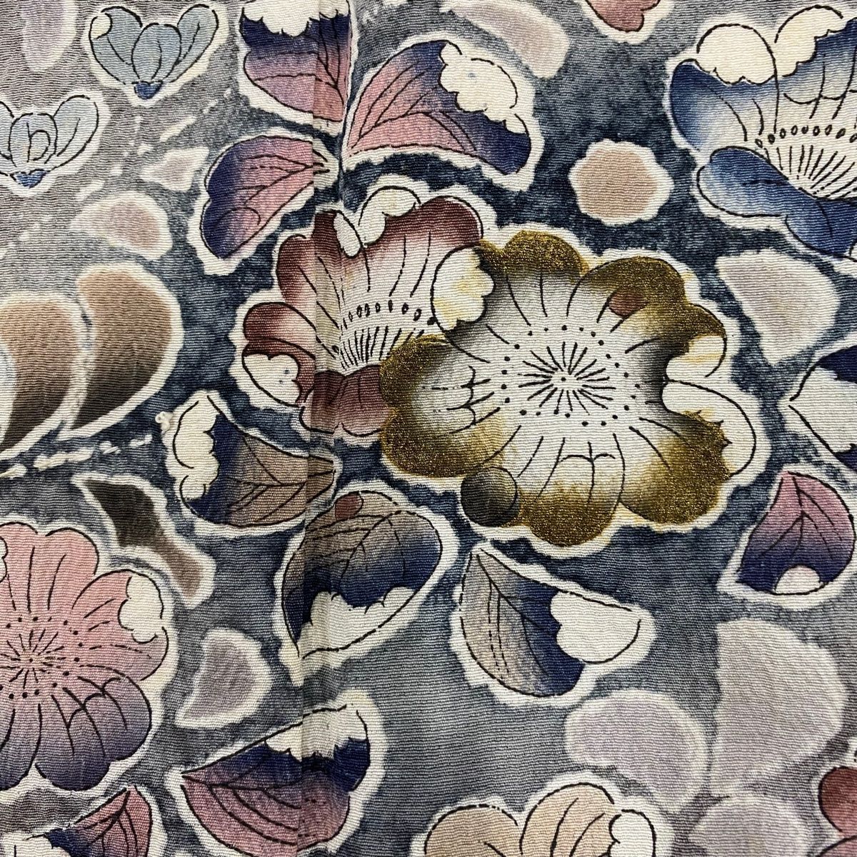  訪問着 身丈151.5 cm 裄丈62 S 袷 草花 金彩 ぼかし 灰緑 正絹 秀品 訪問着 付け下げ 着物