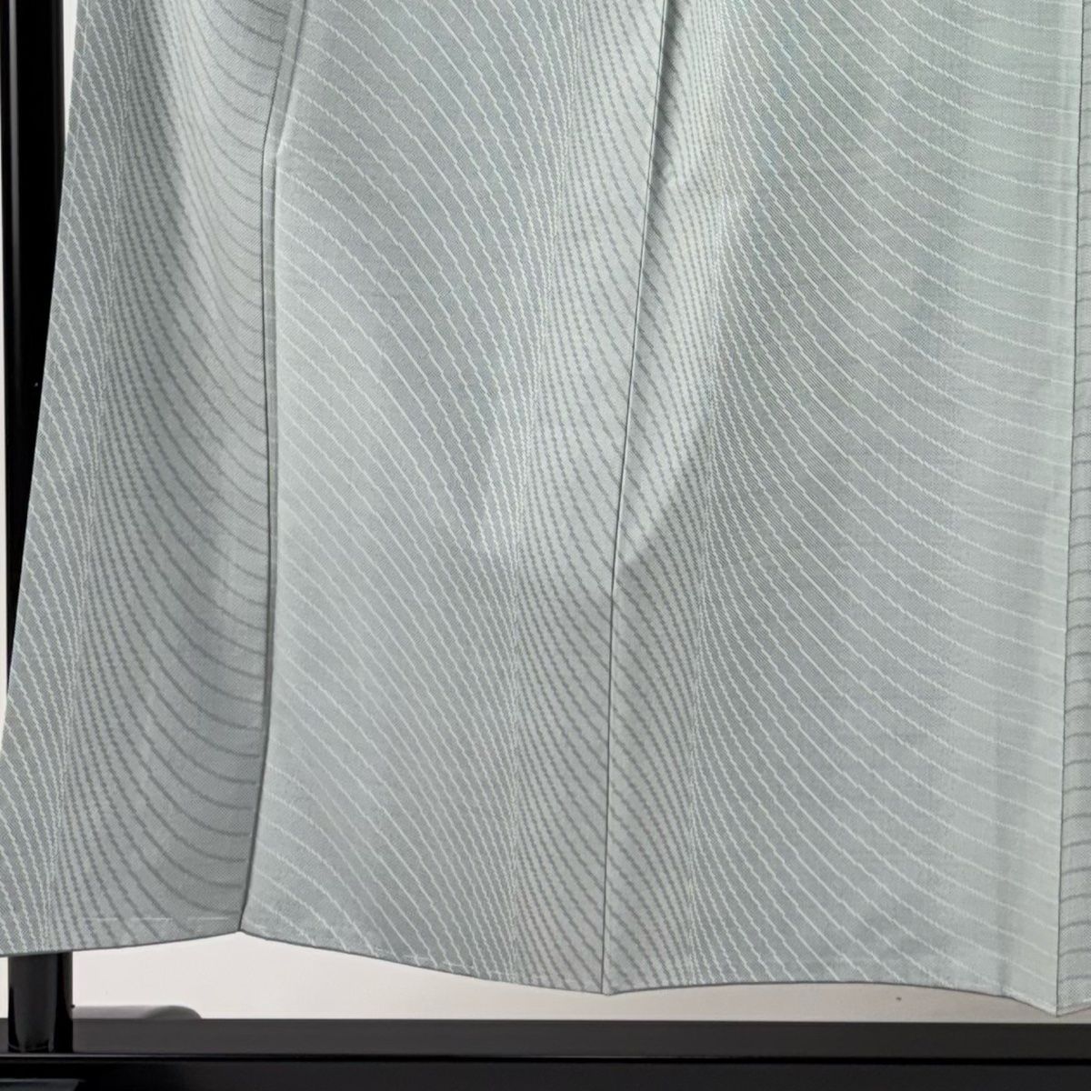 紬 身丈155 cm 裄丈63.5 S 袷 斜縞 灰緑 正絹 秀品