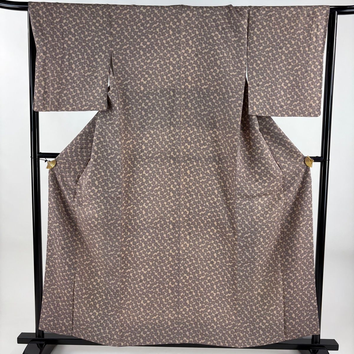 小紋 身丈157 5 cm 裄丈65 M 袷 梅 薄小豆 正絹 秀品