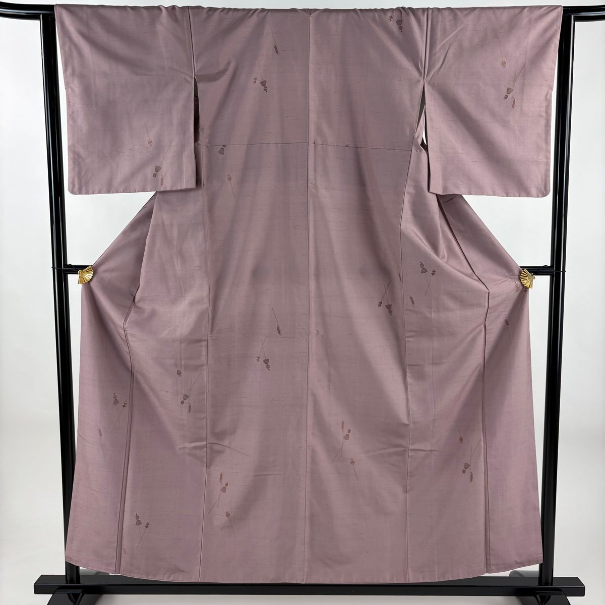 紬 身丈156 cm 裄丈64 M 袷 簪 薄紫 正絹 秀品