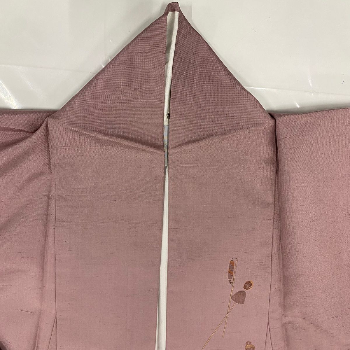  紬 身丈156 cm 裄丈64 M 袷 簪 薄紫 正絹 秀品 紬 着物