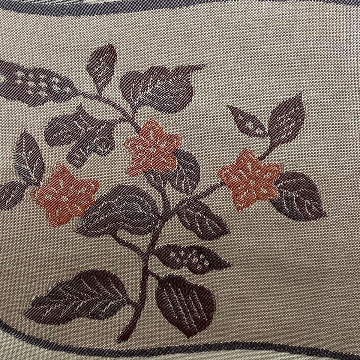 袋帯 秀品 木屋太 落款 関西仕立て 枝花 色紙 ベージュ 六通 正絹