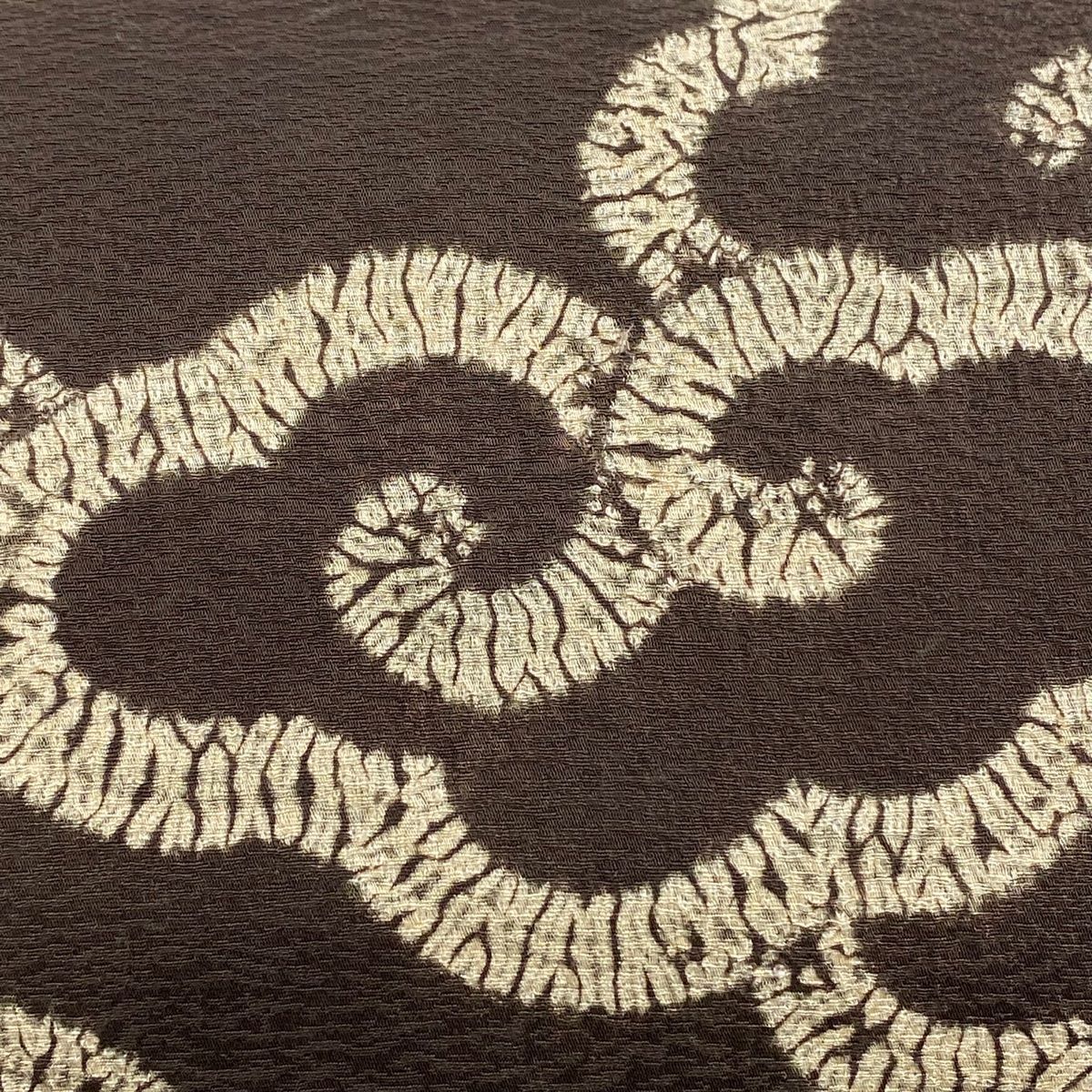 名古屋帯 秀品 落款 雲文 絞り 焦茶色 正絹