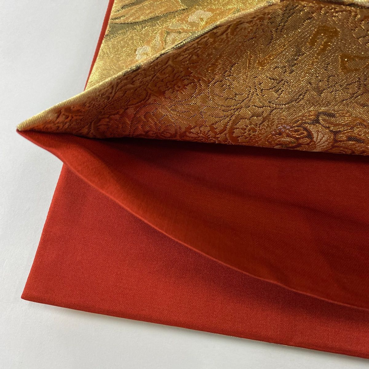  袋帯 秀品 華文 花鳥 箔 金色 六通 正絹 袋帯 帯