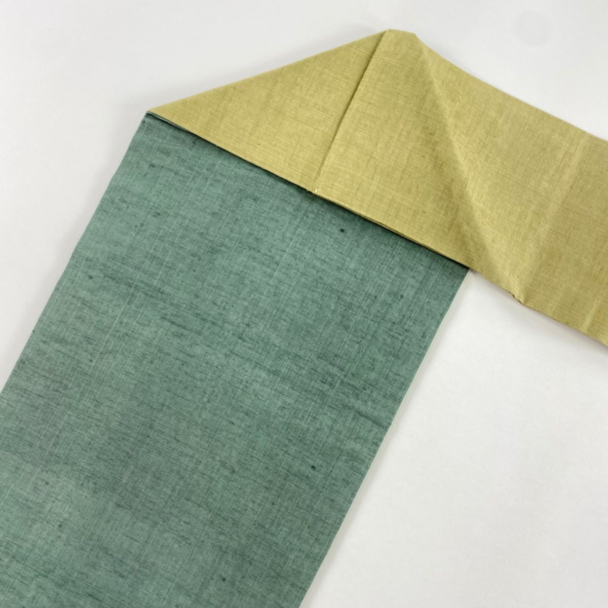  名古屋帯 秀品 紬地 草花 球根 相良刺繍 灰緑 正絹 名古屋帯 帯