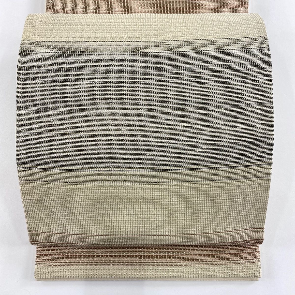 袋帯 秀品 段縞 金糸 ベージュ 六通 正絹