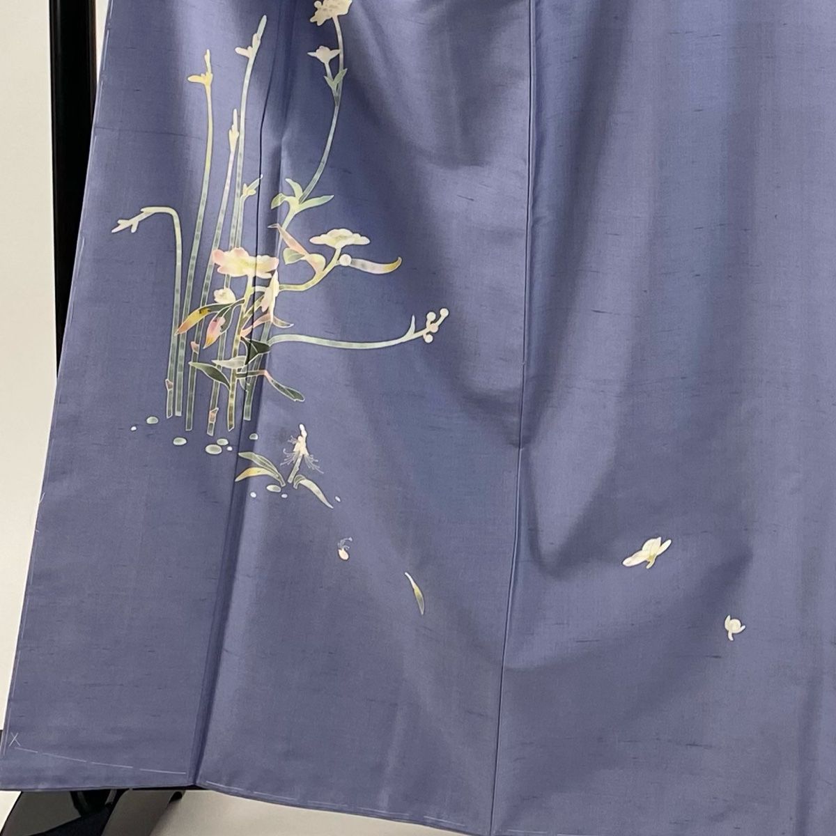 付下げ 身丈163.5 cm 裄丈64 M 袷 百貫石峰 紬地 袋帯セット 落款 草花 青灰色 正絹