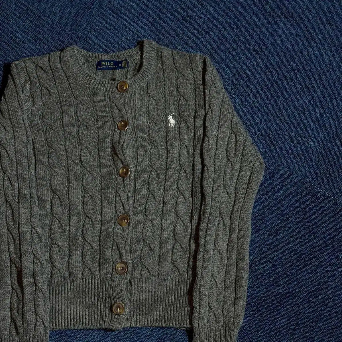 ポロラルフローレン ケーブルニット カーディガン グレー