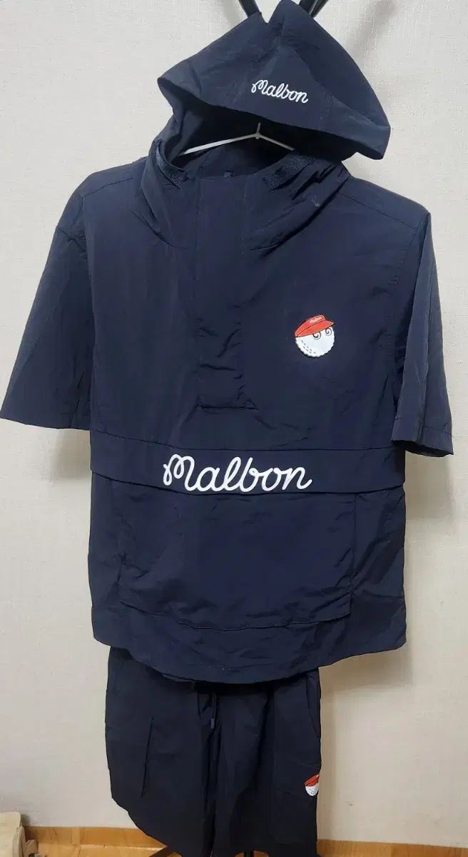 マルボンゴルフ Malbon Golf 半そで Anorak アノラック ハーフパンツ セット ネイビー L