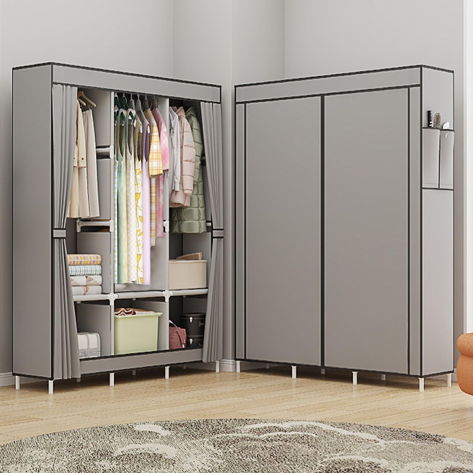 新品⭐︎大容量ワードローブ　クローゼット☆グレー 新品 SAGVE（サゲビル） ワードローブ カバー付き 大容量 クローゼット