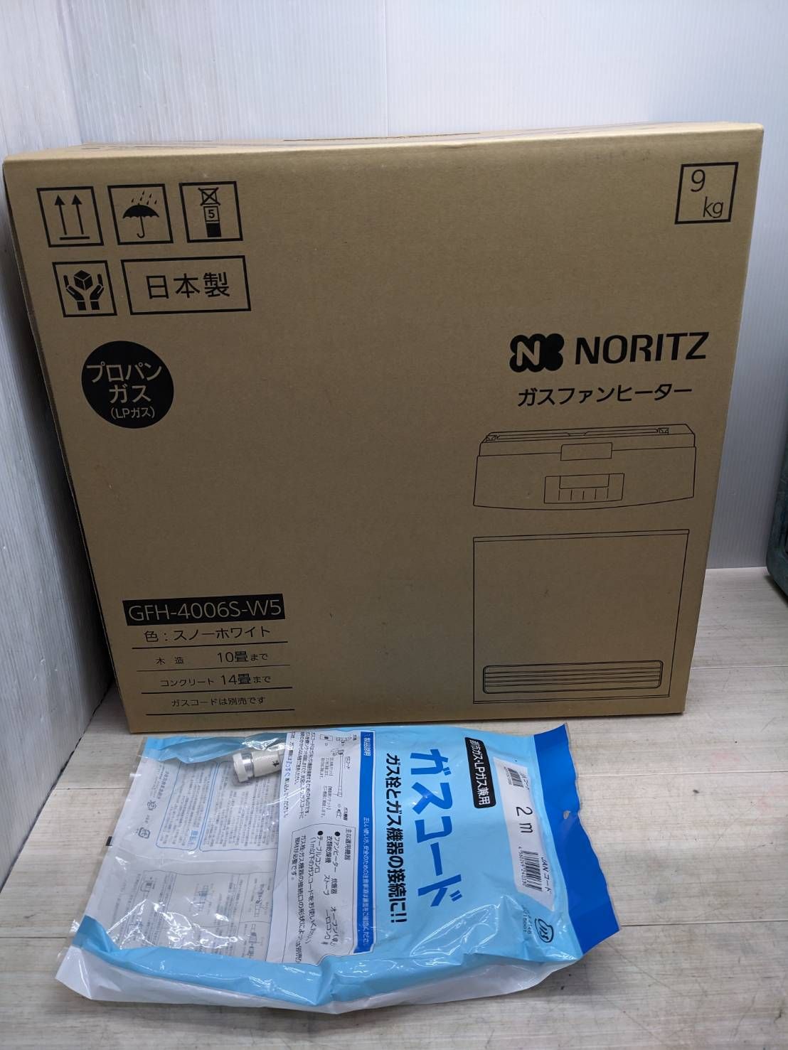 S 99595 ノーリツ LPガスファンヒーター GFH-4006 S-W 5 コード付き