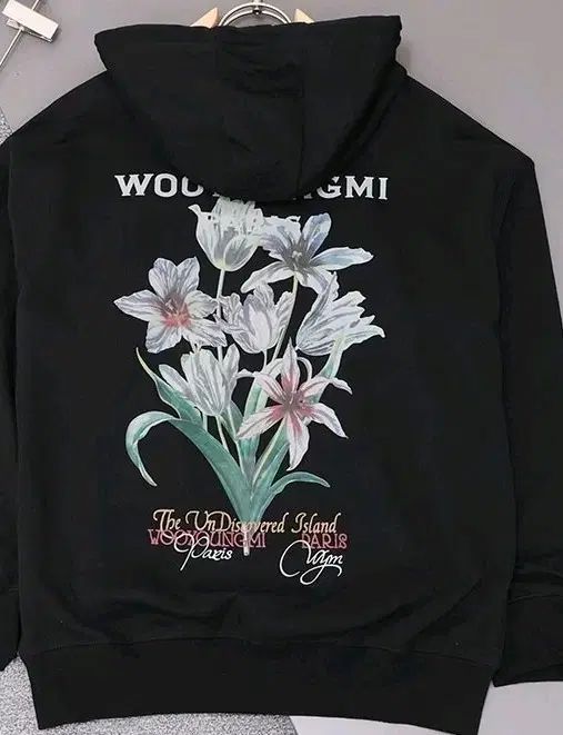 WOOYOUNGMI ウーヨンミ バッグ フラワー ブラック フーディー Tシャツ