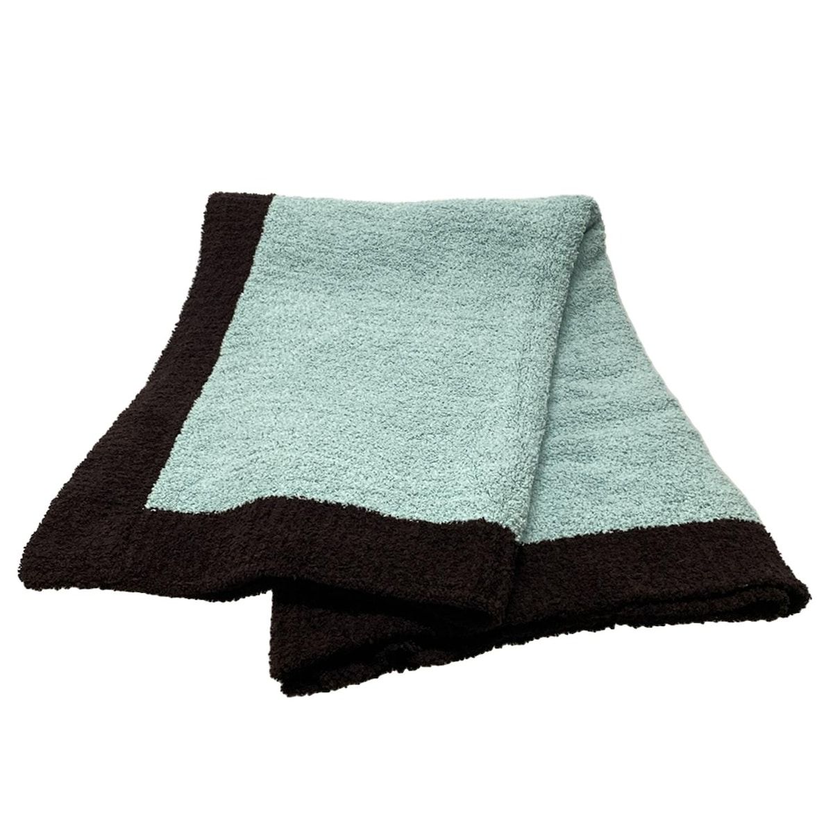 KASHWERE カシウエア ブランケット - ライトグリーン×ダークブラウン 大判