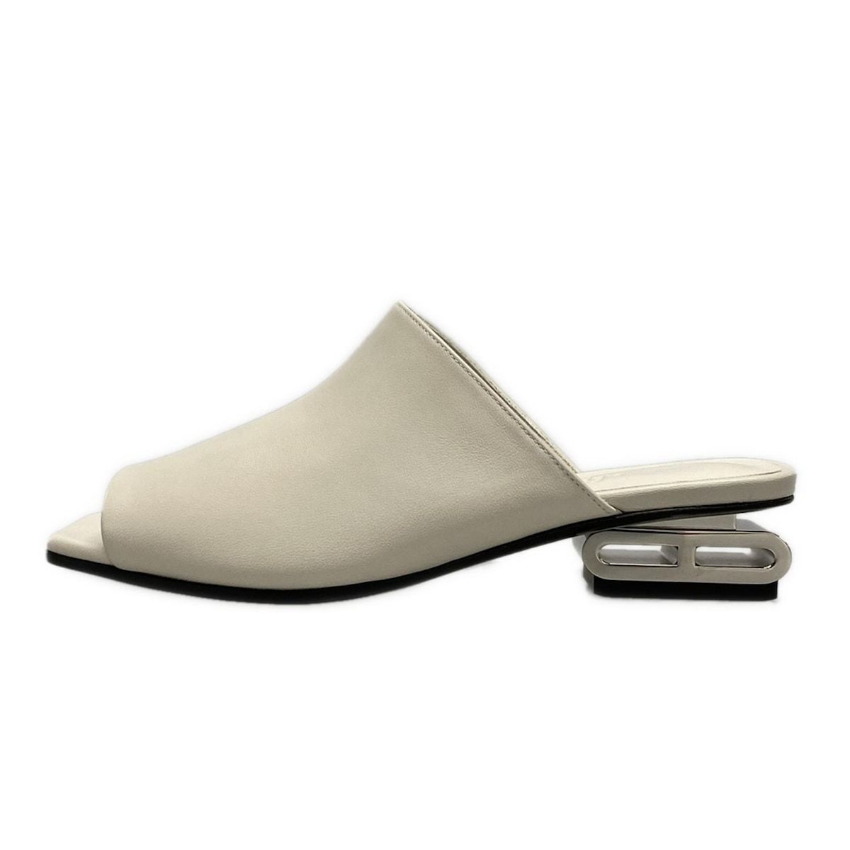 HERMES エルメス ミュール 36 レディース アイドル シェーヌダンクル アイボリー レザー