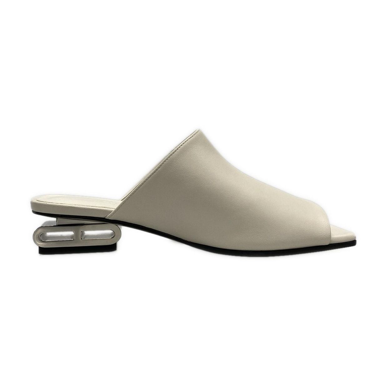 HERMES エルメス ミュール 36 レディース アイドル シェーヌダンクル アイボリー レザー