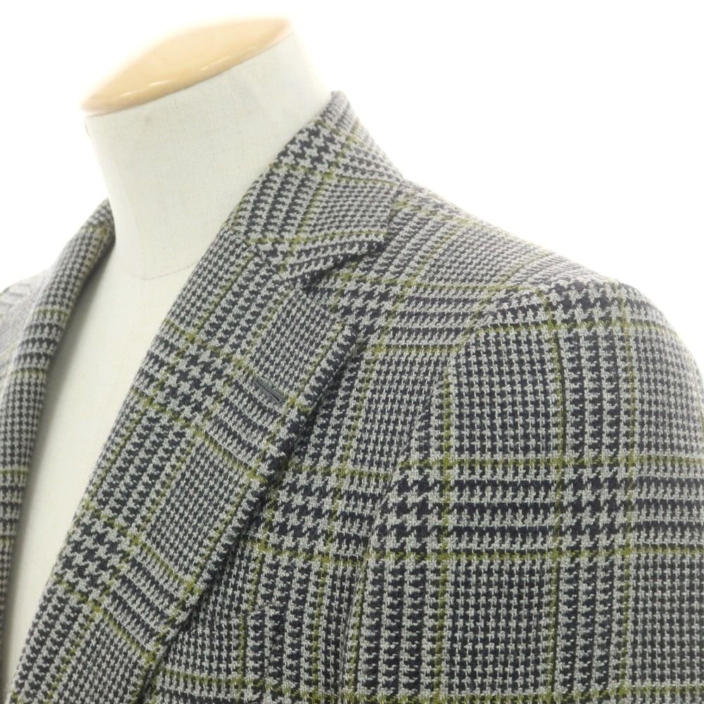 ソブリン SOVEREIGN ウール チェック テーラードジャケット ブラック×ライトグレーxティーグリーン サイズ42 メンズ