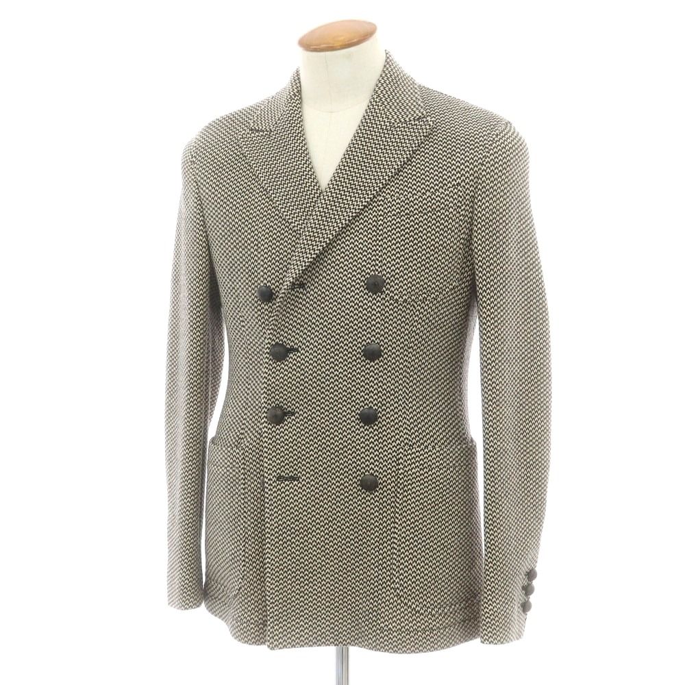 ザ ジジ THE GIGI ウールコットンジャージー カジュアルジャケット クリームxブラック サイズ48 メンズ