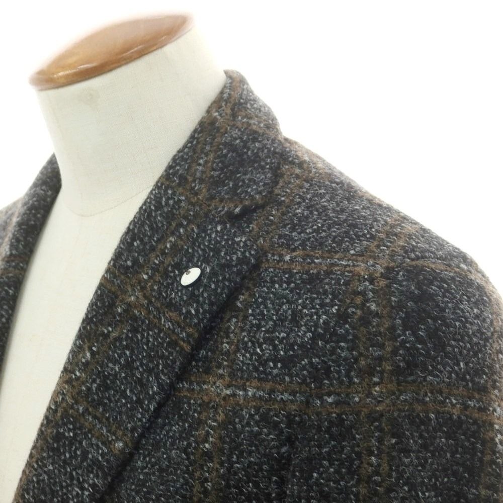 エルビーエム1911 L.B.M.1911 アクリルウール チェック カジュアルジャケット グレーxブラウン サイズ48 メンズ