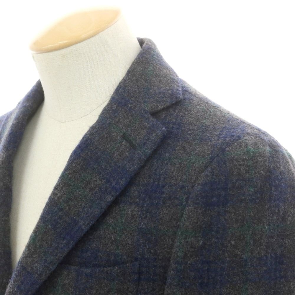 モンテドーロ Montedoro ウールモヘヤ チェック テーラードジャケット グレーxネイビー サイズ44 メンズ