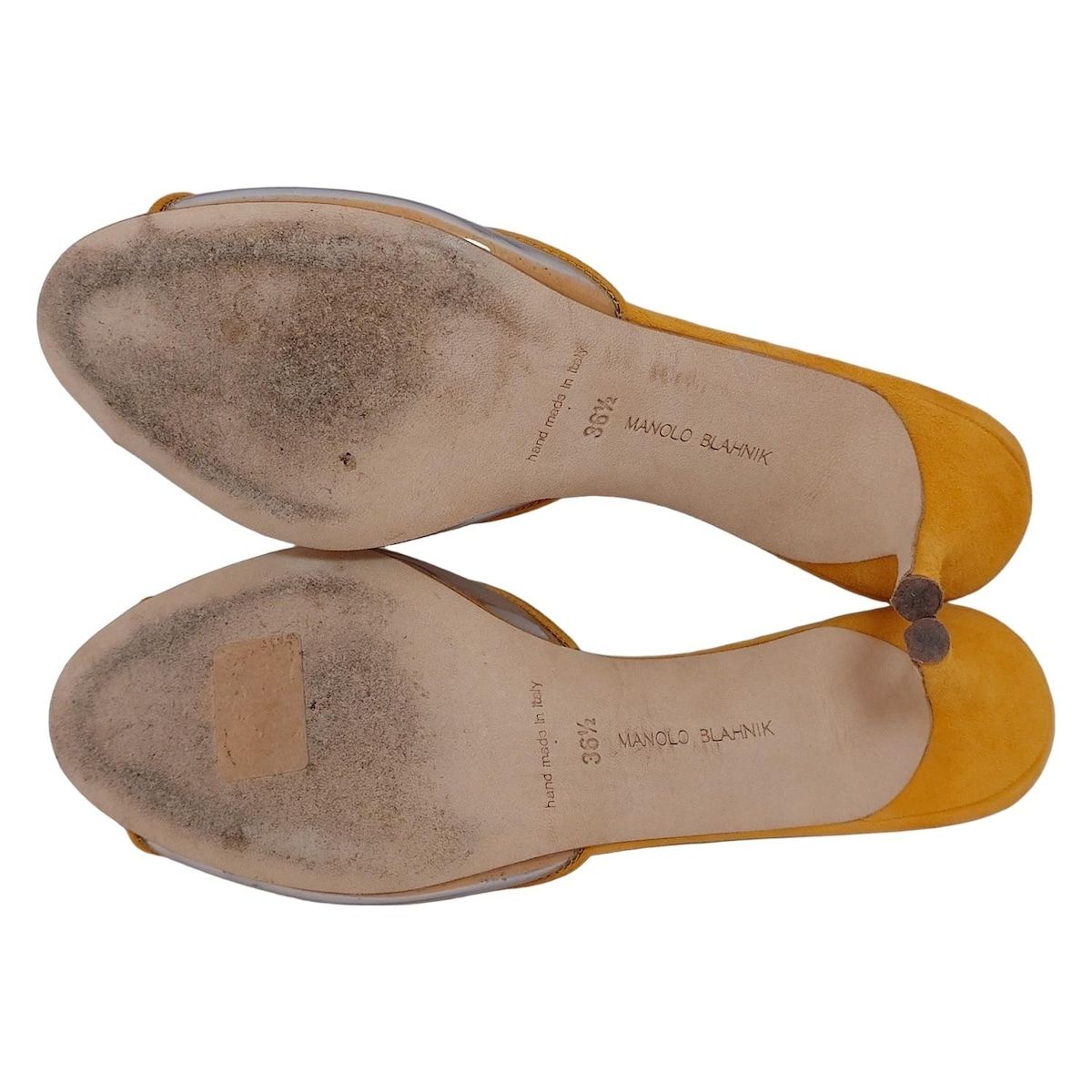  MANOLO BLAHNIK マノロブラニク ミュール 36 1 2 レディース ダークイエロー オープントゥ ミュール サンダル ミュール
