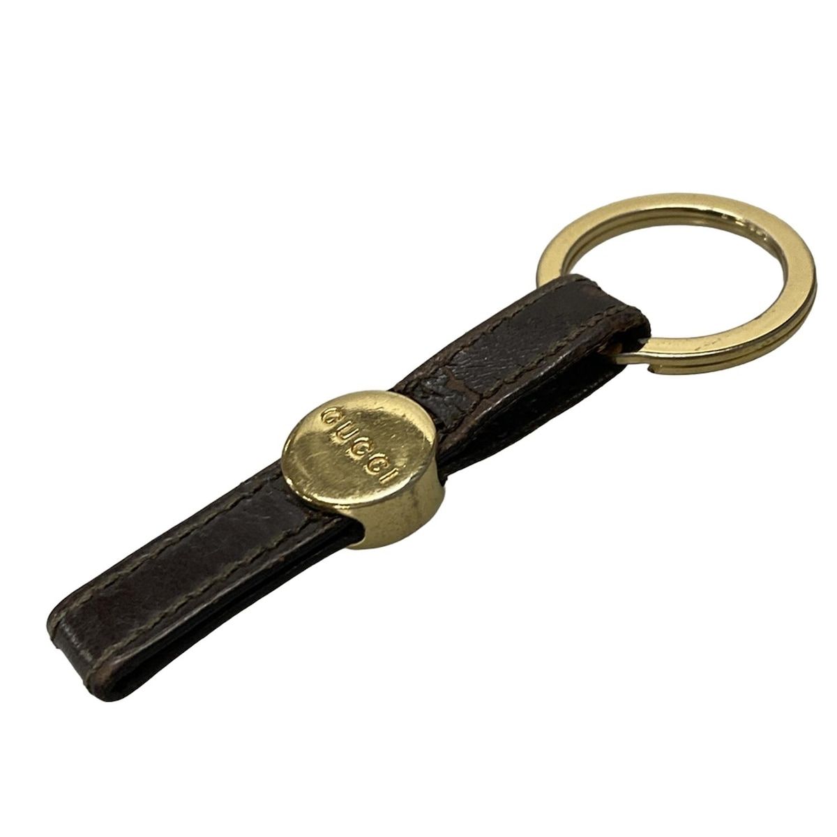 GUCCI グッチ キーホルダー チャーム - 黒×シルバー レザー