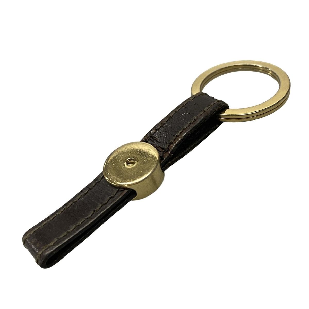 GUCCI グッチ キーホルダー チャーム - 黒×シルバー レザー