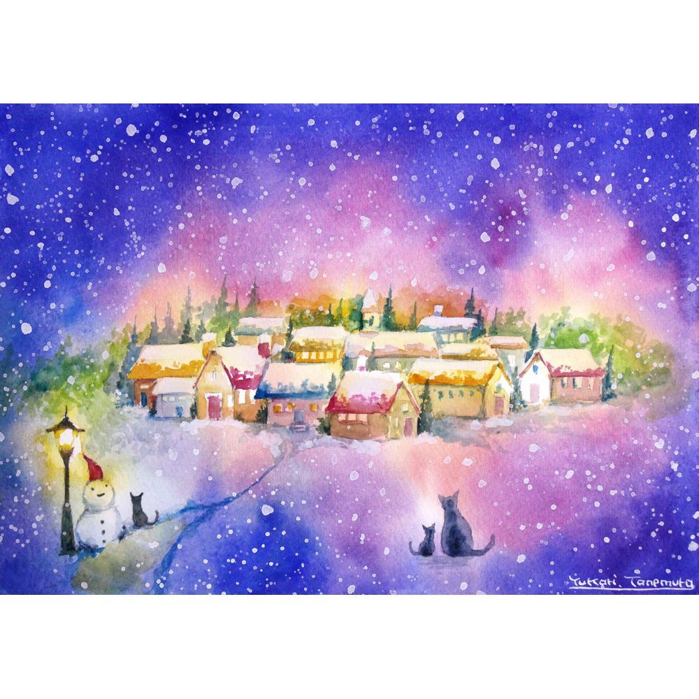 原画）懐かしい冬景色【SMサイズ／水彩画／#2810】 - メルカリ