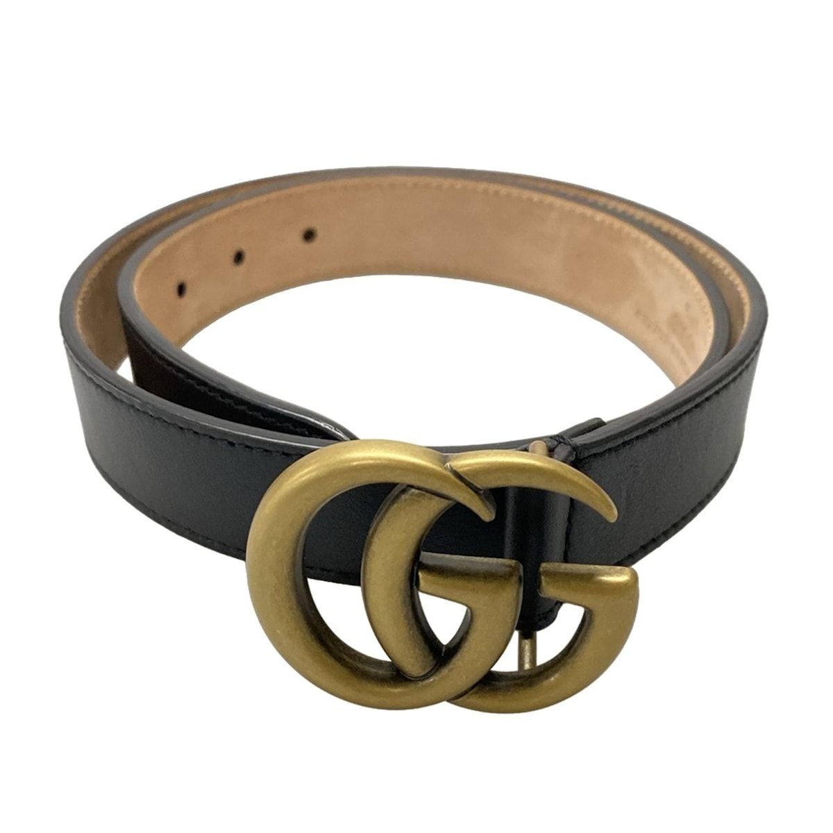 GUCCI(グッチ) ベルト GGマーモント 432707 黒×ゴールド キッズサイズ