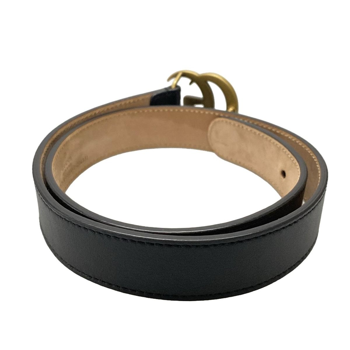 GUCCI(グッチ) ベルト GGマーモント 432707 黒×ゴールド キッズサイズ