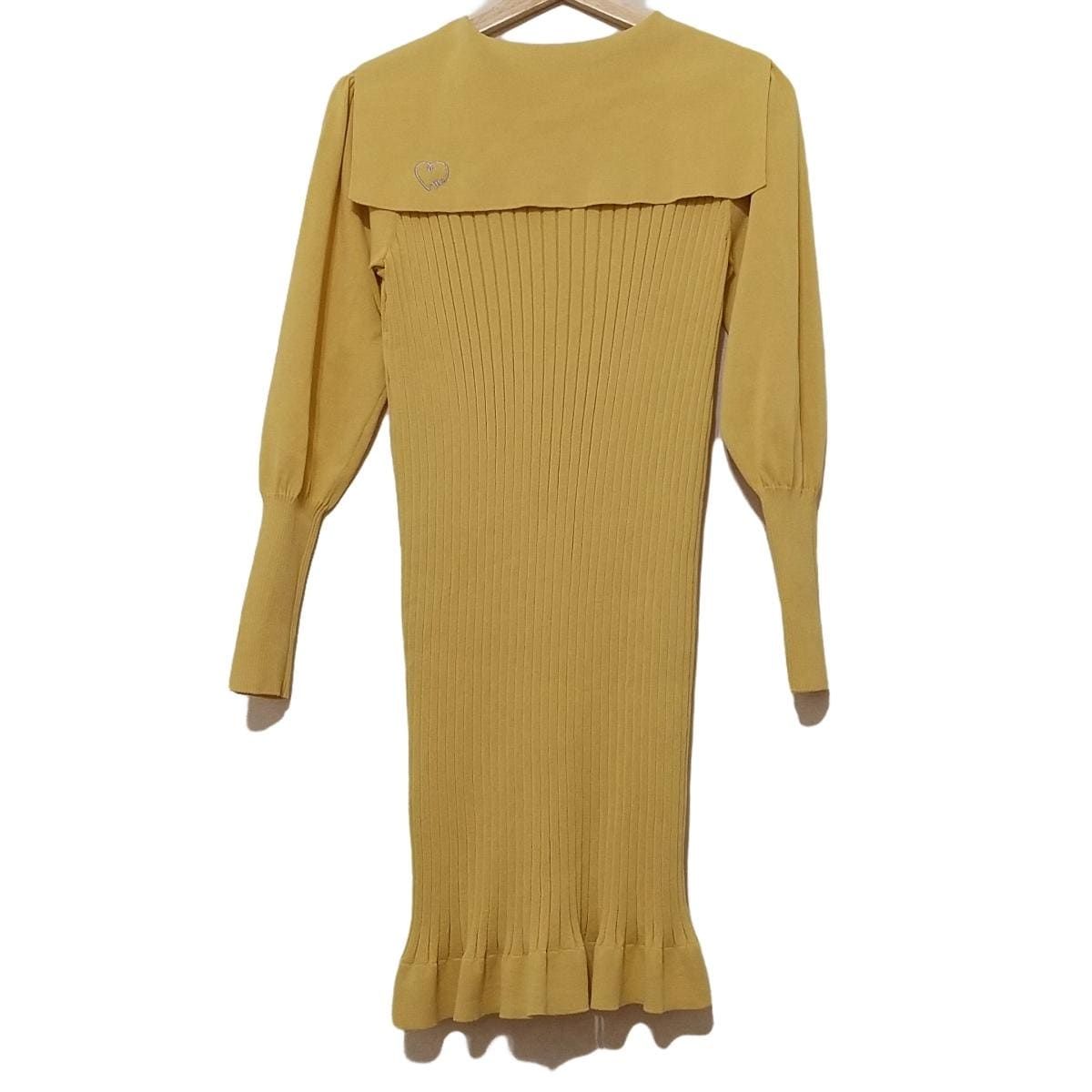 M S GRACY エムズグレイシー カーディガン サイズ38 M レディース - イエロー 長袖 ロング丈 セーラー ハート フリル