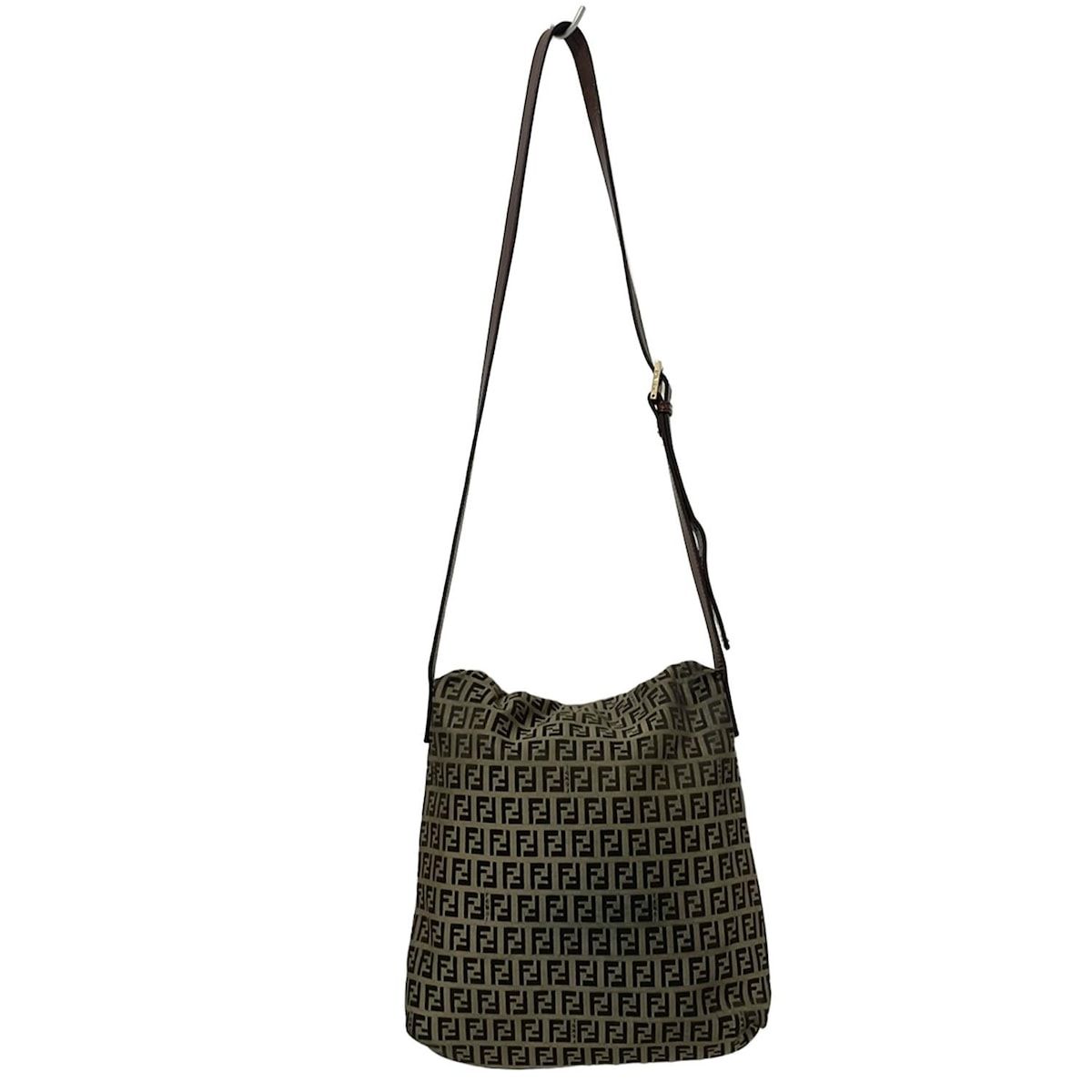  FENDI フェンディ ショルダーバッグ ズッキーノ柄 8 BT 127 ベージュ×ダークブラウン レザー ショルダーバッグ ショルダーバッグ