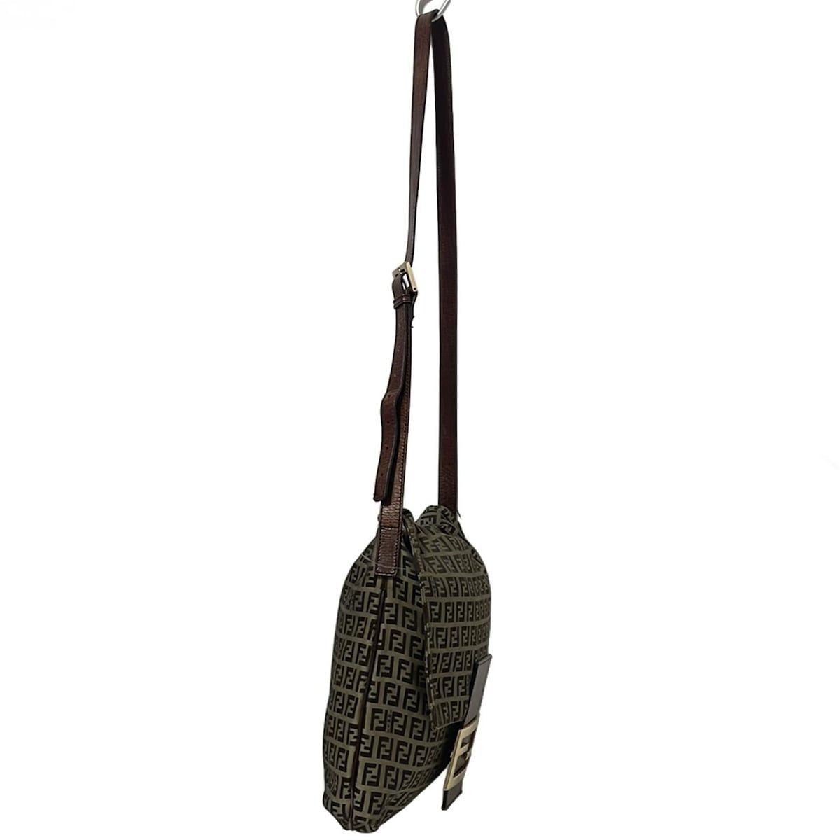 FENDI フェンディ ショルダーバッグ ズッキーノ柄 8BT127 ベージュ×ダークブラウン レザー