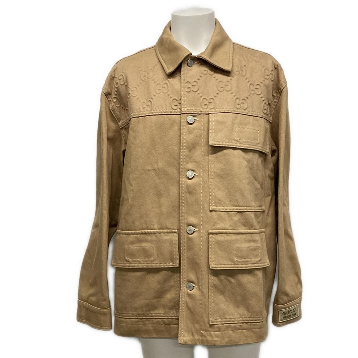 GUCCI グッチ ジャケット サイズ44 S メンズ - 766128 ライトブラウン GGエンボス デニム 24 コットン