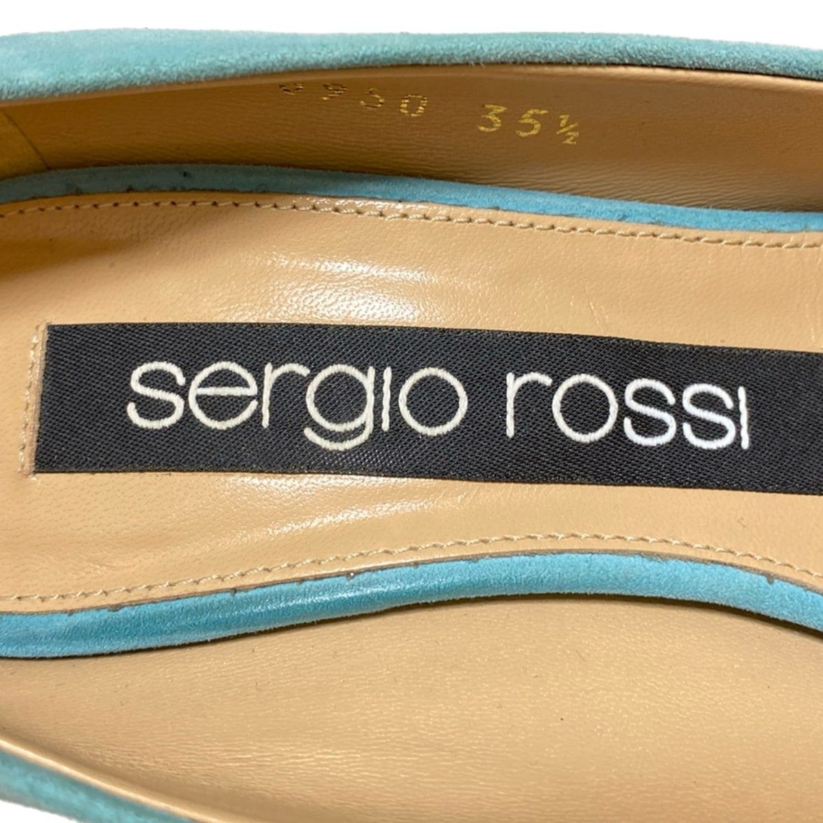  sergio rossi セルジオロッシ パンプス 35 1 2 レディース - ライトブルー アウトソール張替済 ハイヒール パンプス パンプス