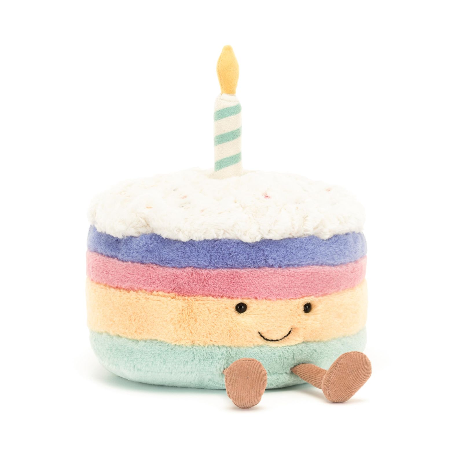 Jellycat Amuseables レインボー バースデーケーキ ぬいぐるみ M 6インチ - デザートぬいぐるみ - 誕生日ギフト M