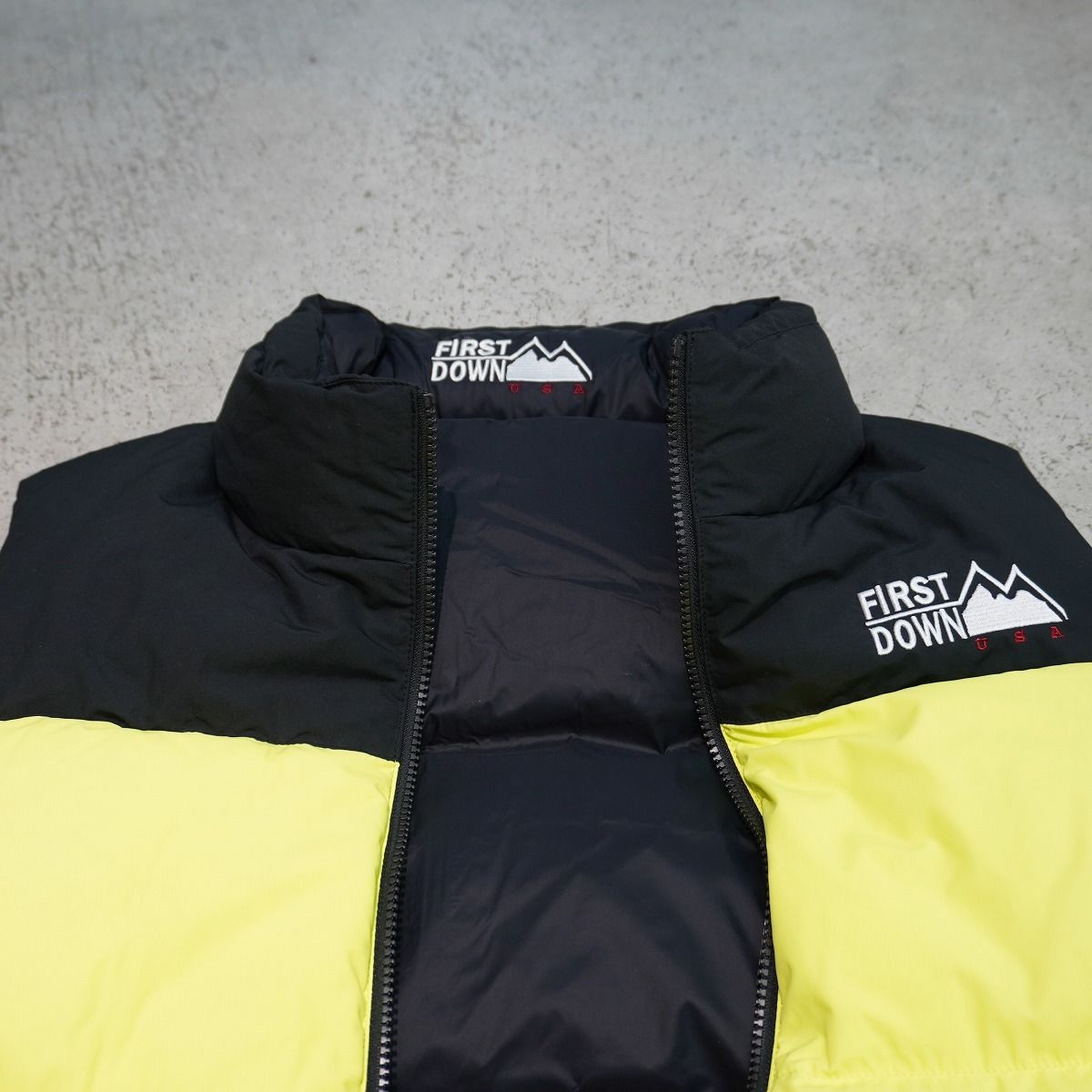  23 AW FIRST DOWN ファーストダウン BUBBLE VEST MICROFT マイクロント 2 WAY リバーシブル ダウン ベスト アウター F 542002 蛍光 731 P 4 ベスト トップス