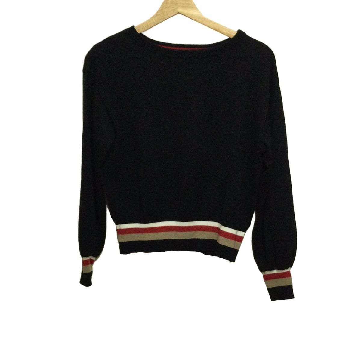 BLUE LABEL CRESTBRIDGE ブルーレーベルクレストブリッジ 長袖セーター サイズ38 M レディース - 黒×レッド×マルチ