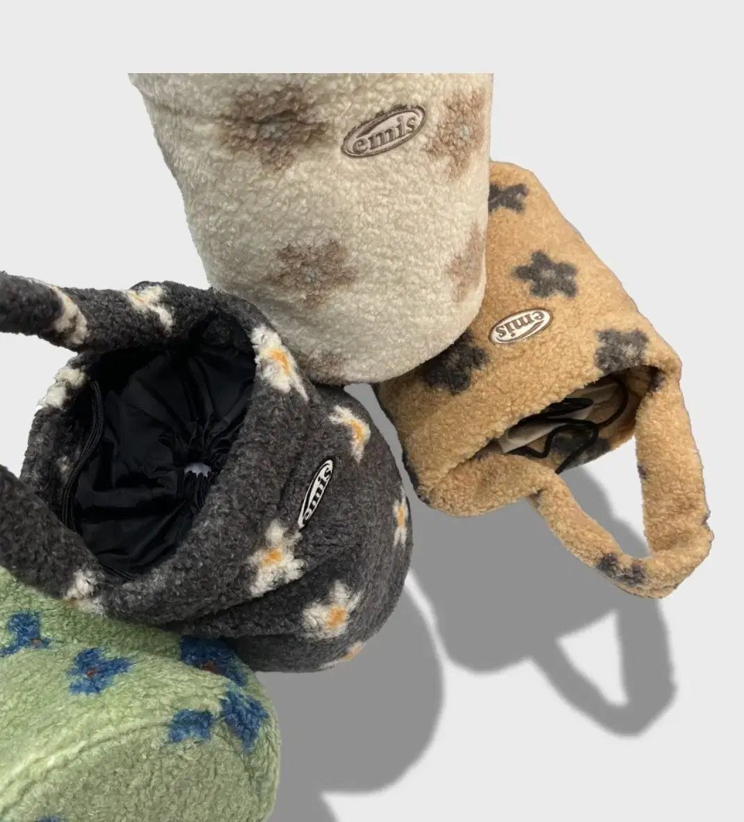  EMIS エミス フラワー ブークレ ドット ミニバック フリース バッグ トートバッグ バッグ