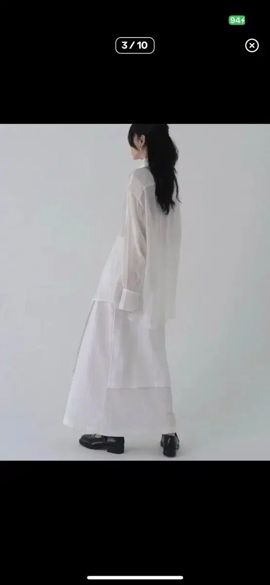 トリミングバード スクエアネック シースルー シャツ 白