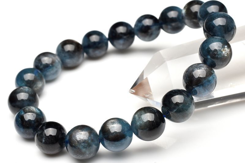 １点物 AAA 幻想シラー ブラックアクアマリン 10.5 mm ブレスレット パワーストーン 天然石 _U 7902