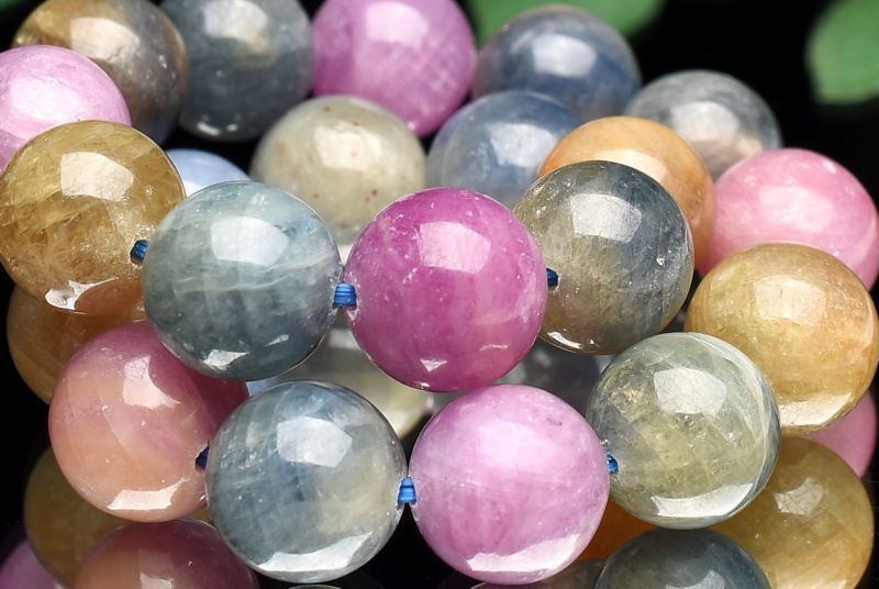 １点物 天然非加熱 コランダム MIXサファイア 9.5 mm ブレスレット パワーストーン 天然石 _U 7889