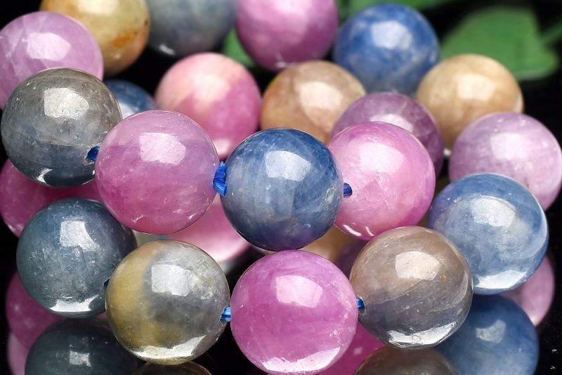 １点物 天然非加熱 コランダム MIXサファイア 9.5 mm ブレスレット パワーストーン 天然石 _U 7890