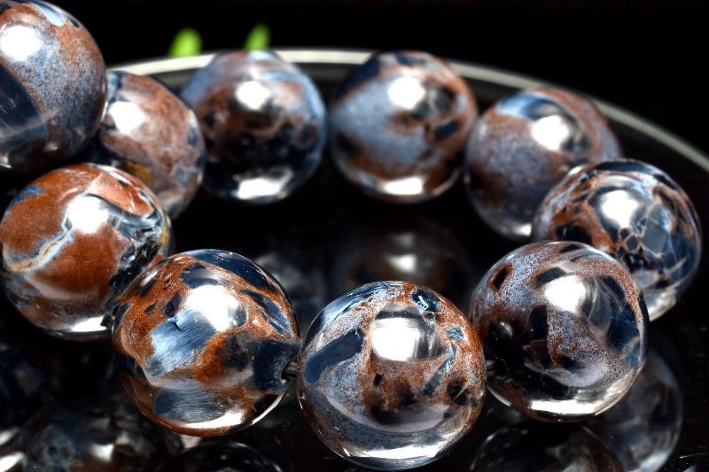 １点物 美しいマーブル色彩 ピーターサイト 13.5 mm ブレスレット パワーストーン 天然石 _MC 566