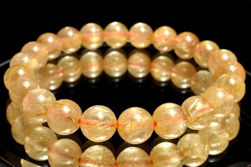 1点物】黄金の輝き タイチンルチルクォーツ 8.5mm ブレスレット