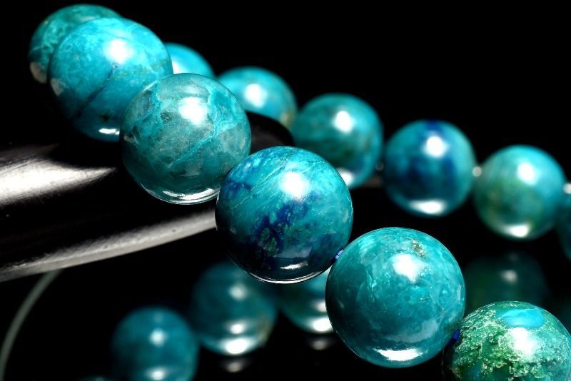  １点物 高発色 ペルー産 クリソコラ 10 mm ブレスレット パワーストーン 天然石 _MC 608 ブレスレット バングル アクセサリー