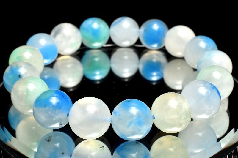 1点物 ペルー産 マーブル クリソコラシリカ 12.5mm ブレスレット パワーストーン 天然石 _MC641