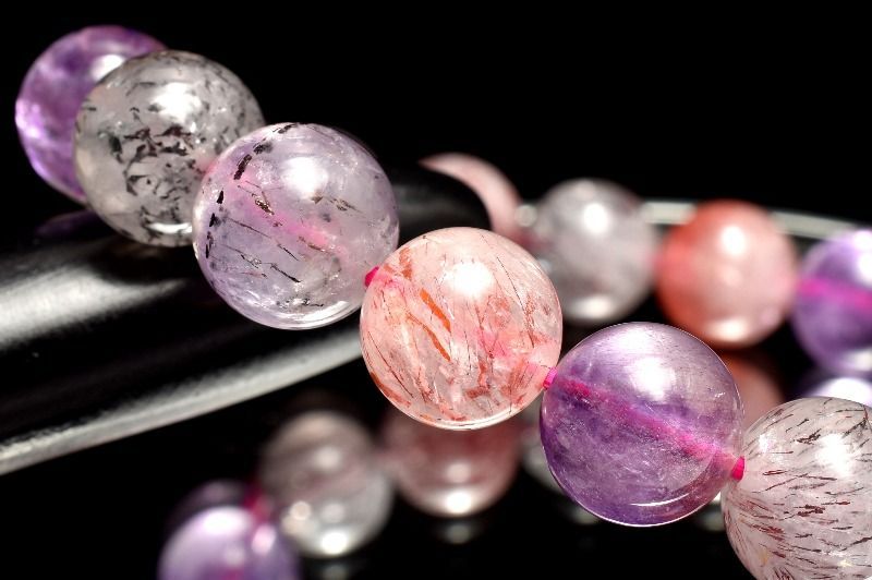  １点物 上質 マルチ スーパーセブン 9 5 mm ブレスレット パワーストーン 天然石 _MC 662 ブレスレット バングル アクセサリー