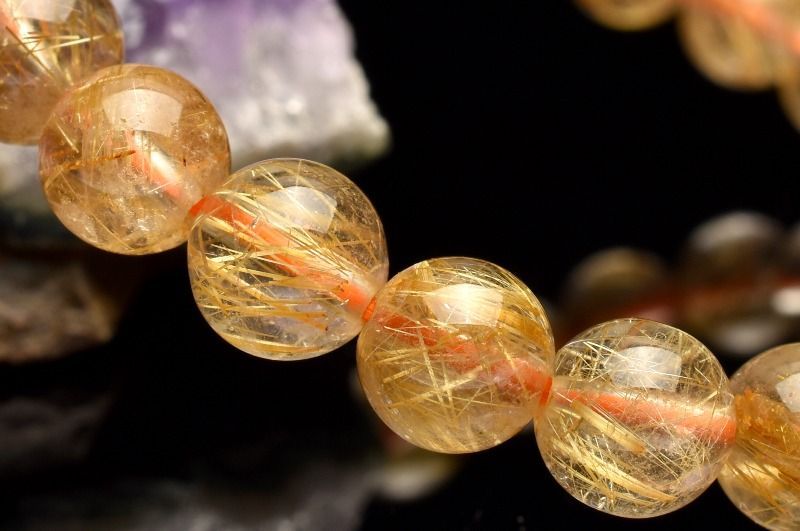 １点物 AA 黄金針 ゴールドルチルクォーツ 7.5 mm ブレスレット パワーストーン 天然石 _MC 668