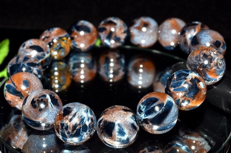 １点物 美しいマーブル色彩 ピーターサイト 13.5mm ブレスレット パワーストーン 天然石 _MC566