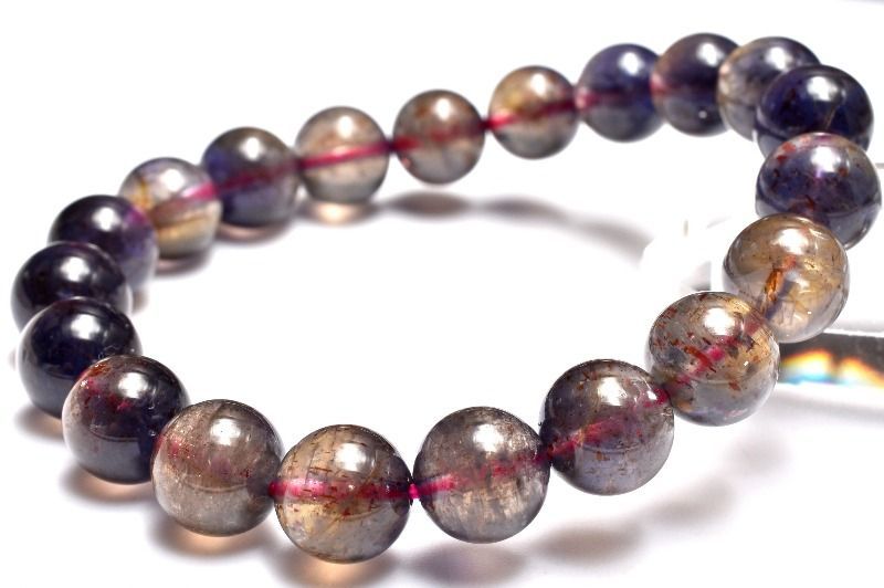  １点物 AAA 多色性 アイオライトサンストーン 9.5 mm ブレスレット パワーストーン 天然石 _MC 685 ブレスレット バングル アクセサリー
